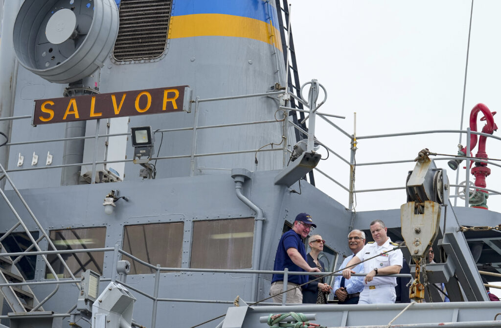 USNS Salvor docked at L&T Shipyard in Chennai