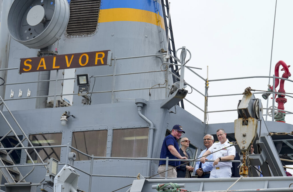 USNS Salvor docked at L&T Shipyard in Chennai