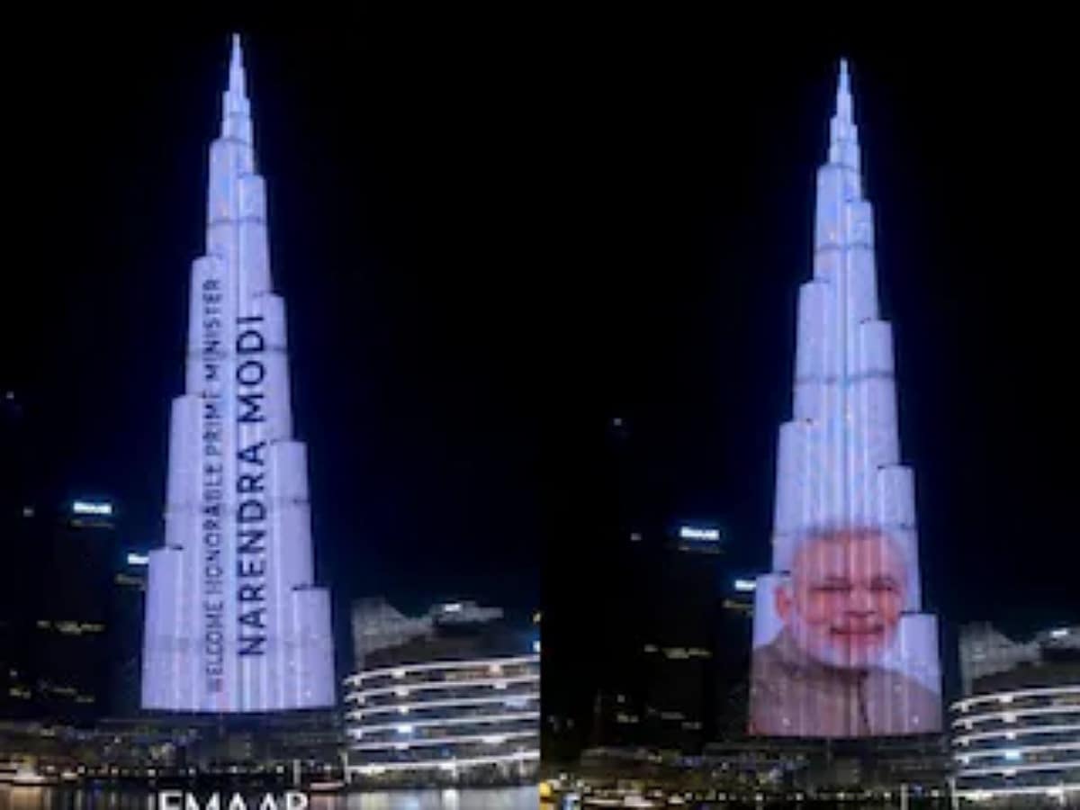 Dubai's Burj Khalifa lights up with Indian tricolour to welcome PM Modi