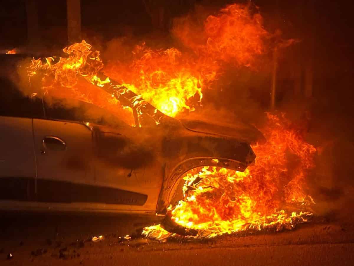 Hyderabad: Moving car catches fire at Begumpet; none hurt