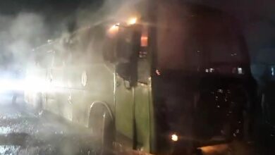 Narrow escape for passengers as TSRTC bus catches fire at Amberpet