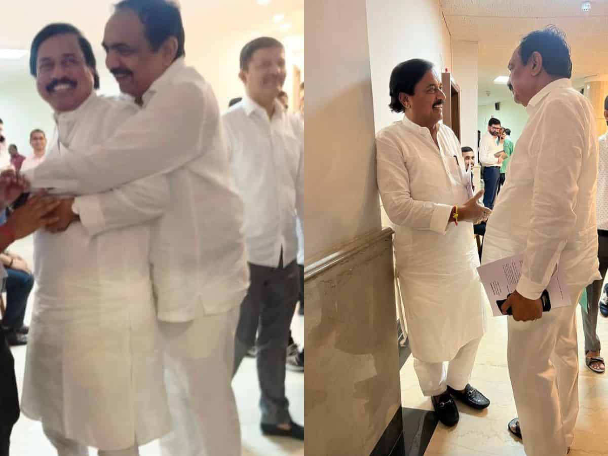 Jayant Patil, Tatkare hug each other in Maharashtra legislature complex