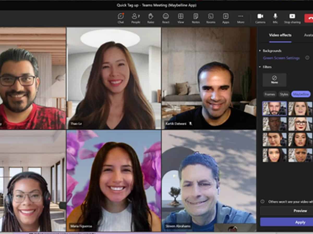 Microsoft Teams getting AI-powered makeup filters