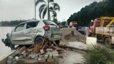 Speeding car mows down biker in Hyderabad