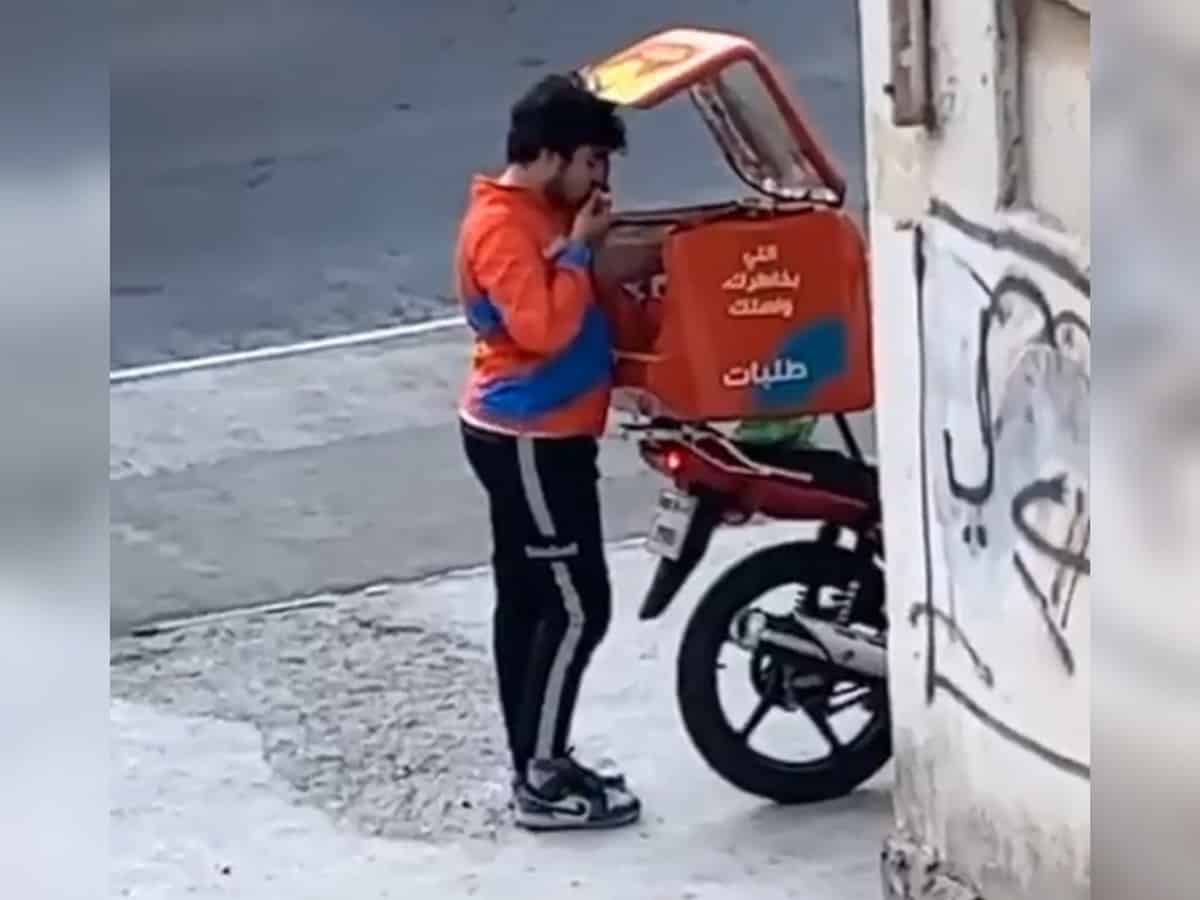 Viral video: Talabat rider seen eating customer's food