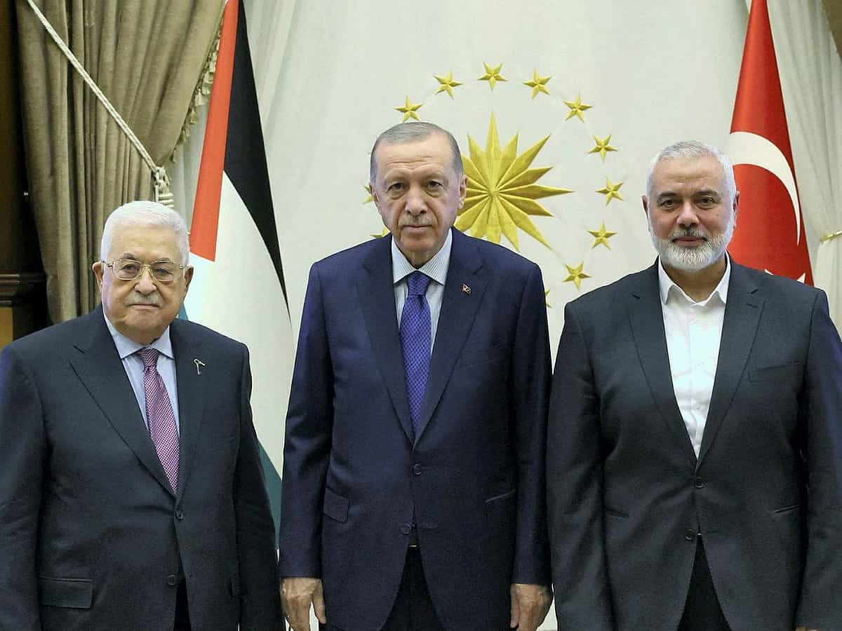 Turkey's Erdogan meets Palestinian President, Hamas leader