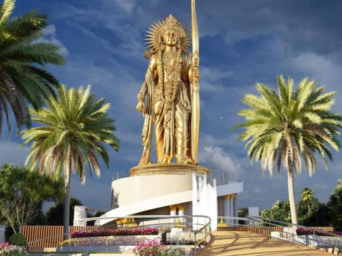 oundation stone of 108-feet tall statue of Lord Sri Rama at Mantralayam