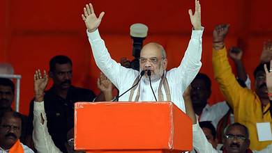 Union Home Minister Amit Shah at public meeting in Khammam