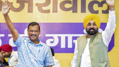 Aam Aadmi Party leader Arvind Kejriwal and Punjab chief minister Bhagwant Mann