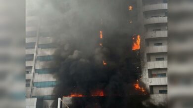 Video shows massive fire engulfs residential building in UAE's Ajman