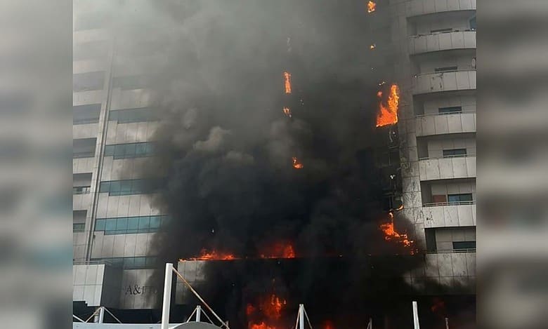 Video shows massive fire engulfs residential building in UAE's Ajman