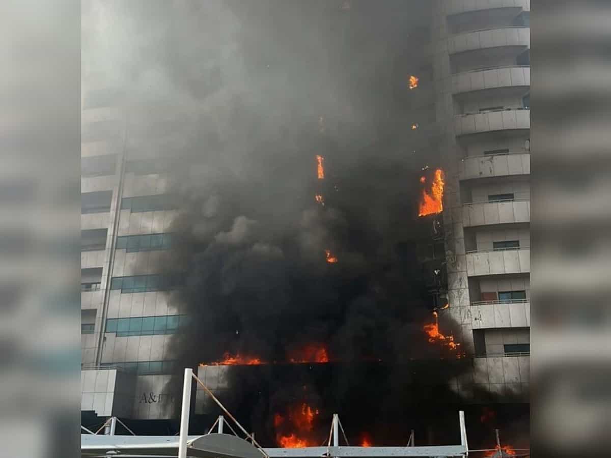 Video shows massive fire engulfs residential building in UAE's Ajman