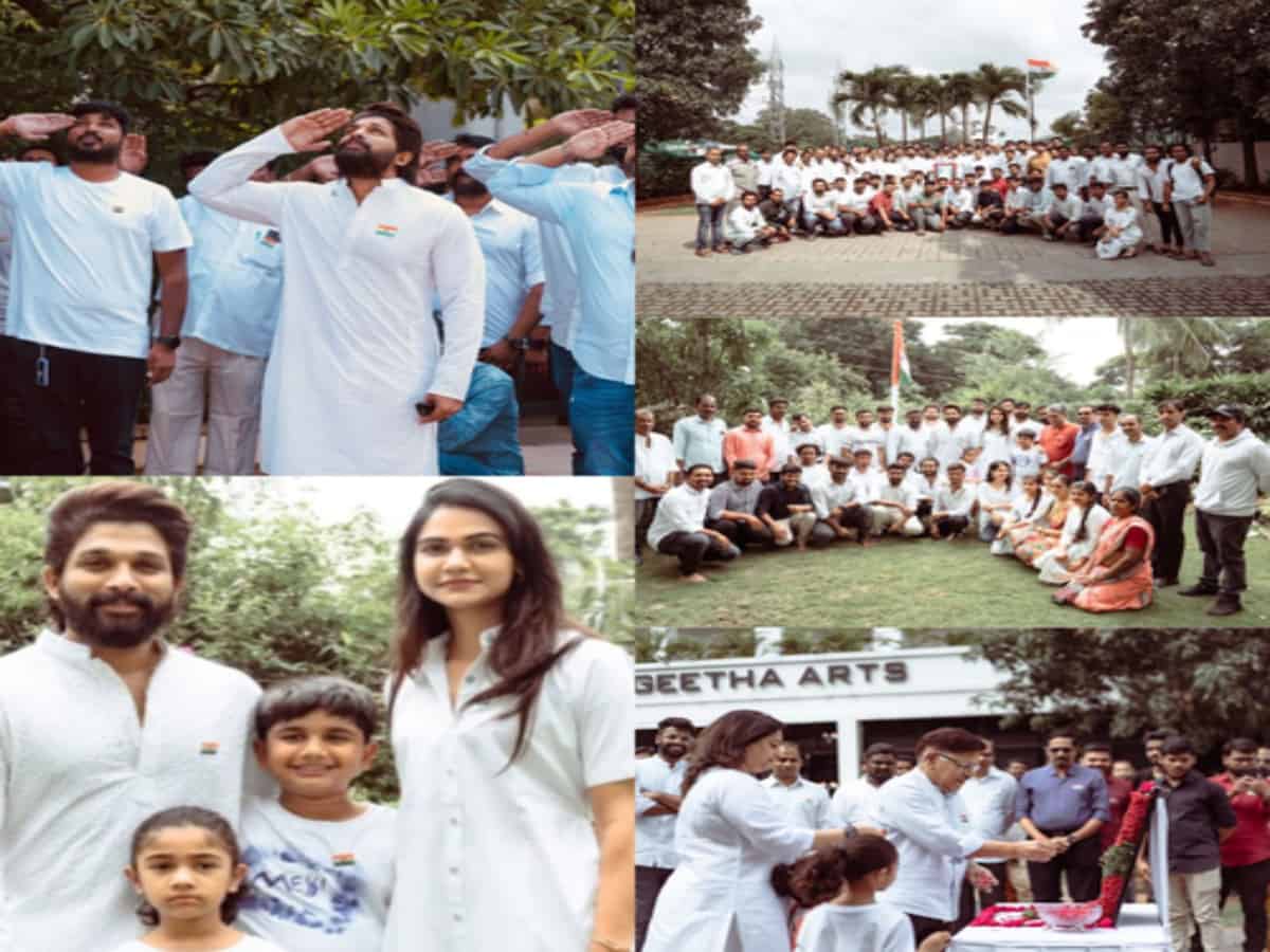 Allu Arjun celebrates I-Day with wife Sneha, kids, staff