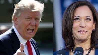 Former US president Donald Trump and Indian-American Vice President Kamala Harris