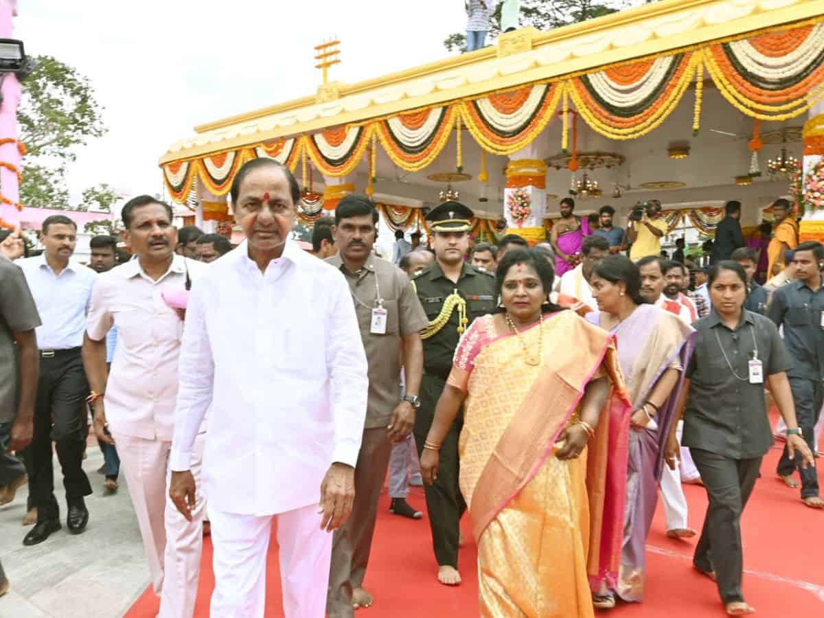 KCR inaugurates temple, mosque, church at Telangana Secretariat