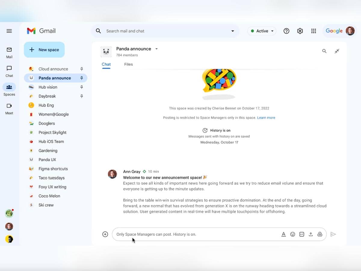 Google Chat to show view counts for messages in spaces