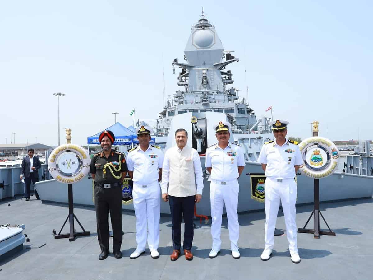 Kuwait: INS Visakhapatnam docks at Al-Shuwaikh Port