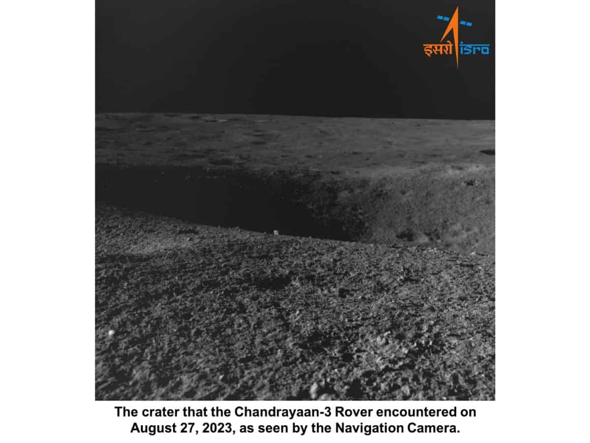 the Rover came across a 4-meter diameter crater positioned 3 meters ahead of its location.