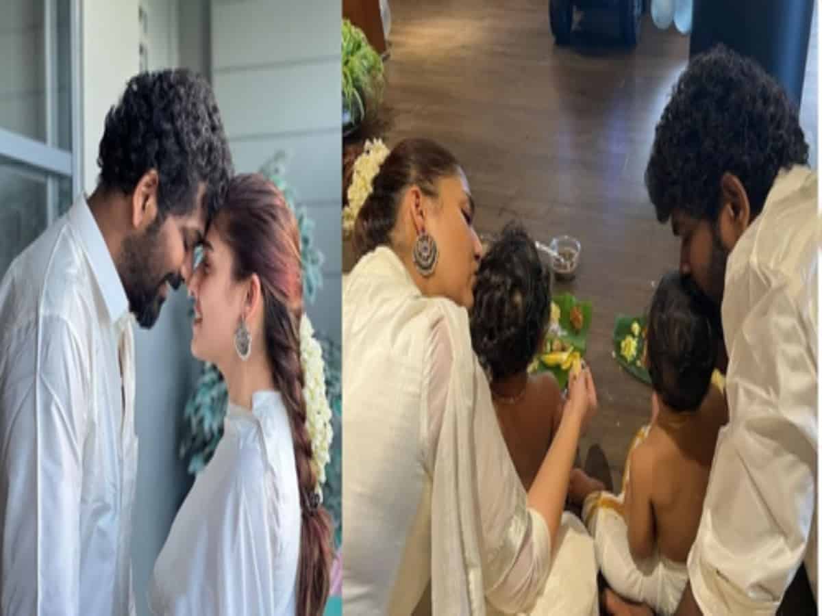 Nayanthara, Vignesh Shivan celebrate 1st Onam with twins