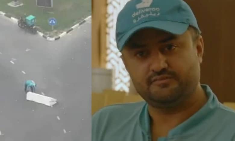 Watch: Pakistani rider honoured for removing road barrier in UAE