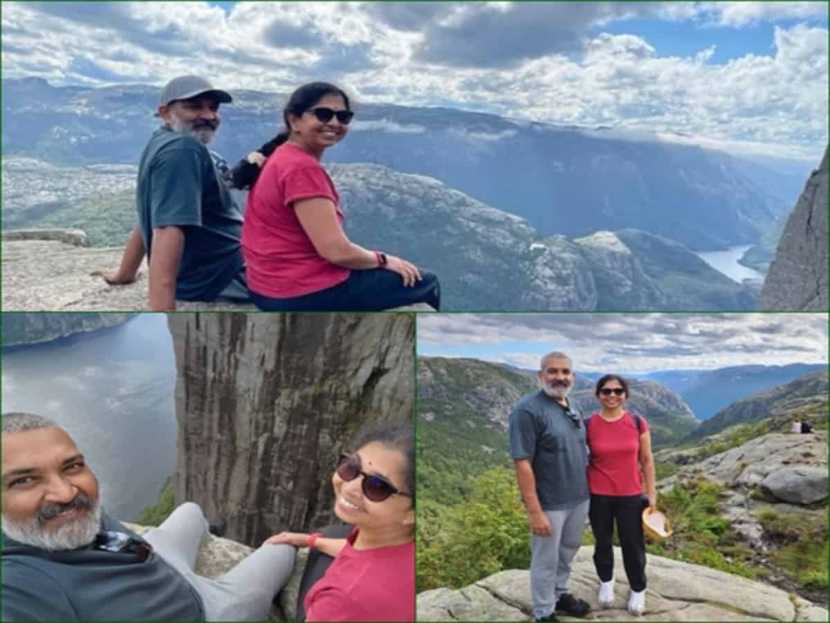 Rajamouli visits Norway's Pulpit Rock with wife Rama after 'Baahubali' screening in Oslo