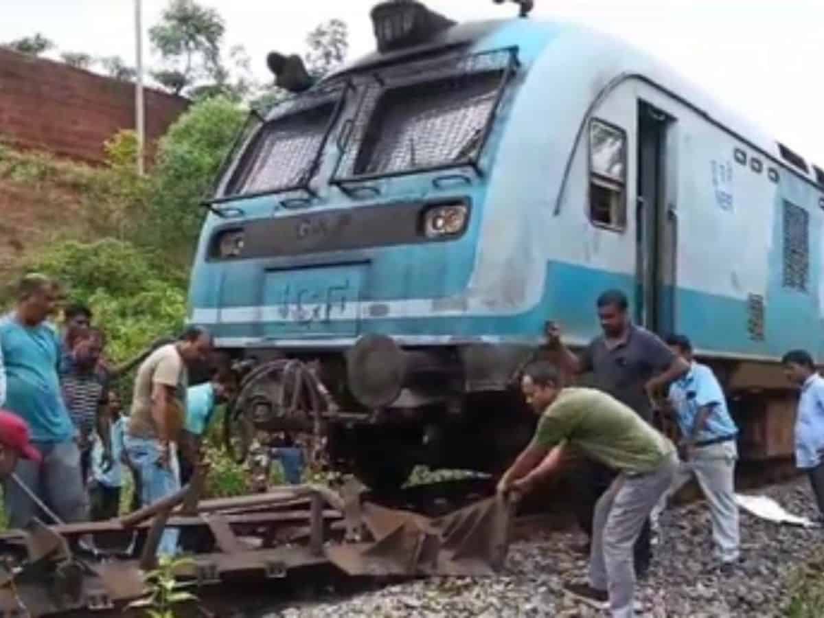 train hits stone-laden trolley