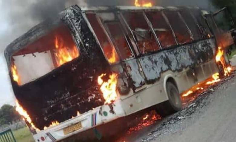 Hyderabad: Bus gutted after hitting a bike at Shameerpet, one dead