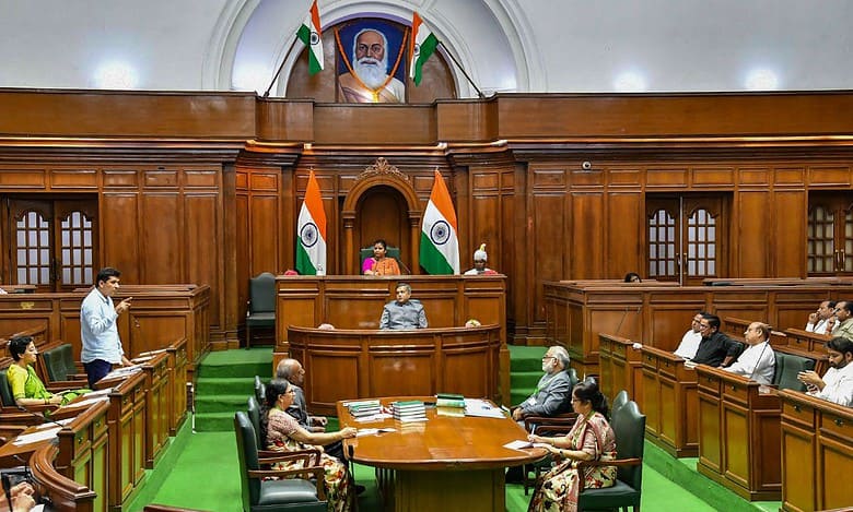 Delhi Assembly: 4 BJP MLAs protest against discussion on Manipur, marshalled out