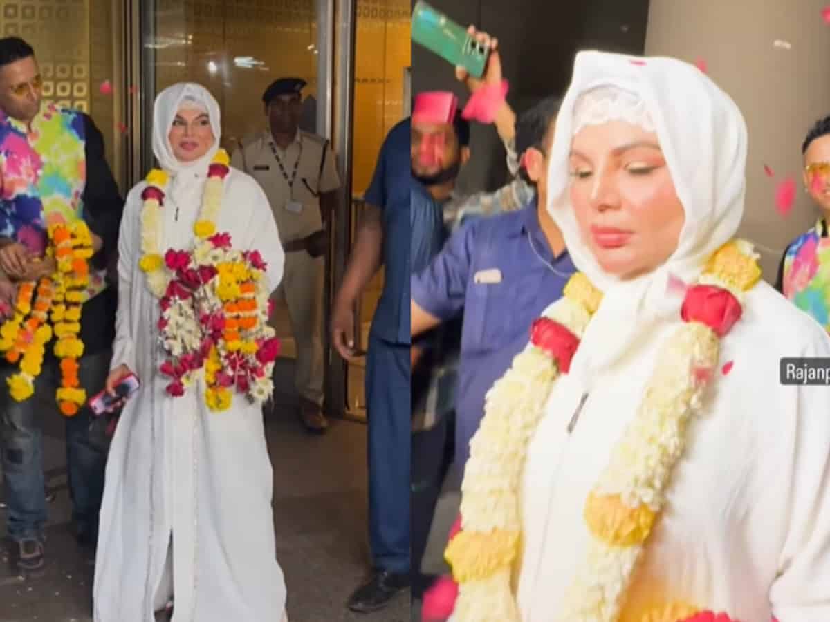 Rakhi Sawant gets warm welcome at Mumbai airport as she returns from Umrah