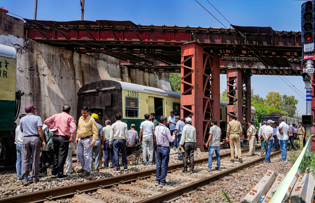 Coach of EMU train derailed in Delhi