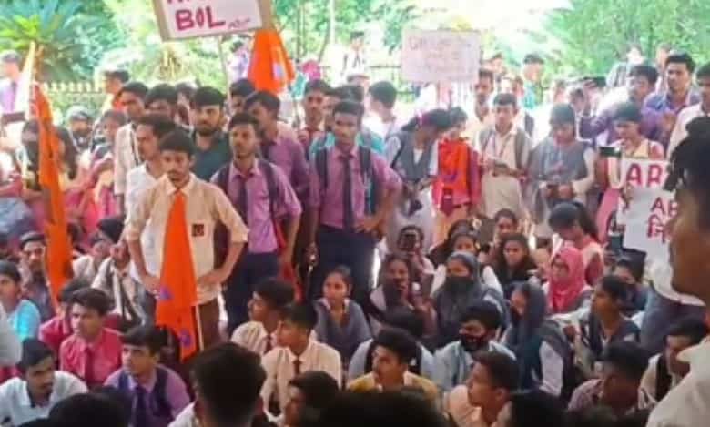 ABVP launched a massive protest in the university campus