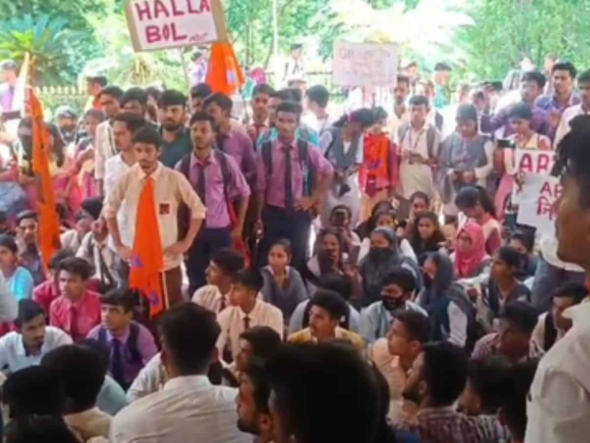 ABVP launched a massive protest in the university campus