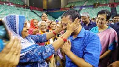 Delhi Chief Minister Arvind Kejriwal on Tuesday participated in a Bhajan Sandhya