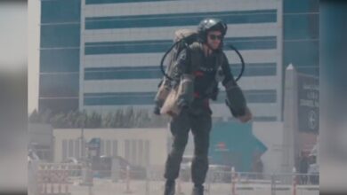 Watch: ‘Flying Man’ Sam Rogers takes flight in his jet suit in Dubai
