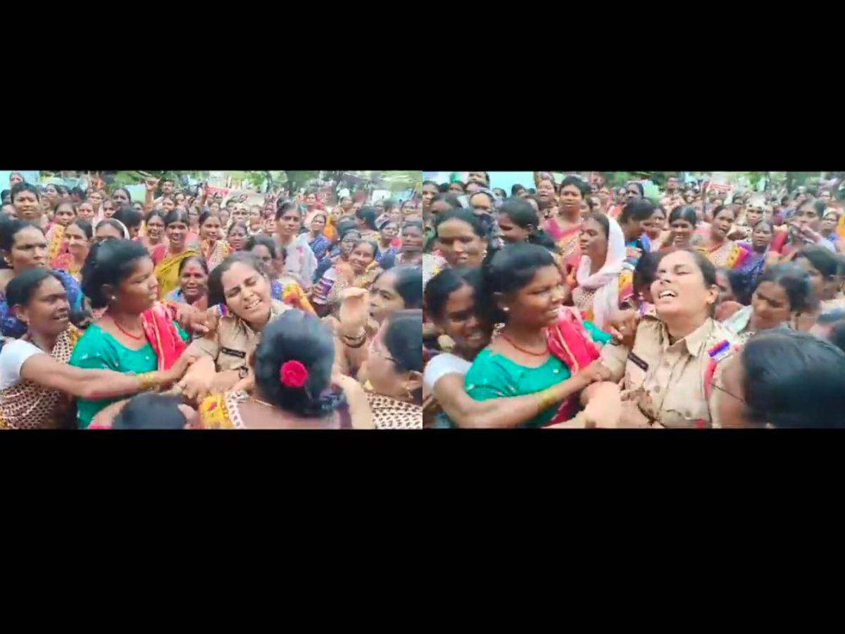 Telangana: Anganwadi teachers protest in Adilabad; manhandle SI