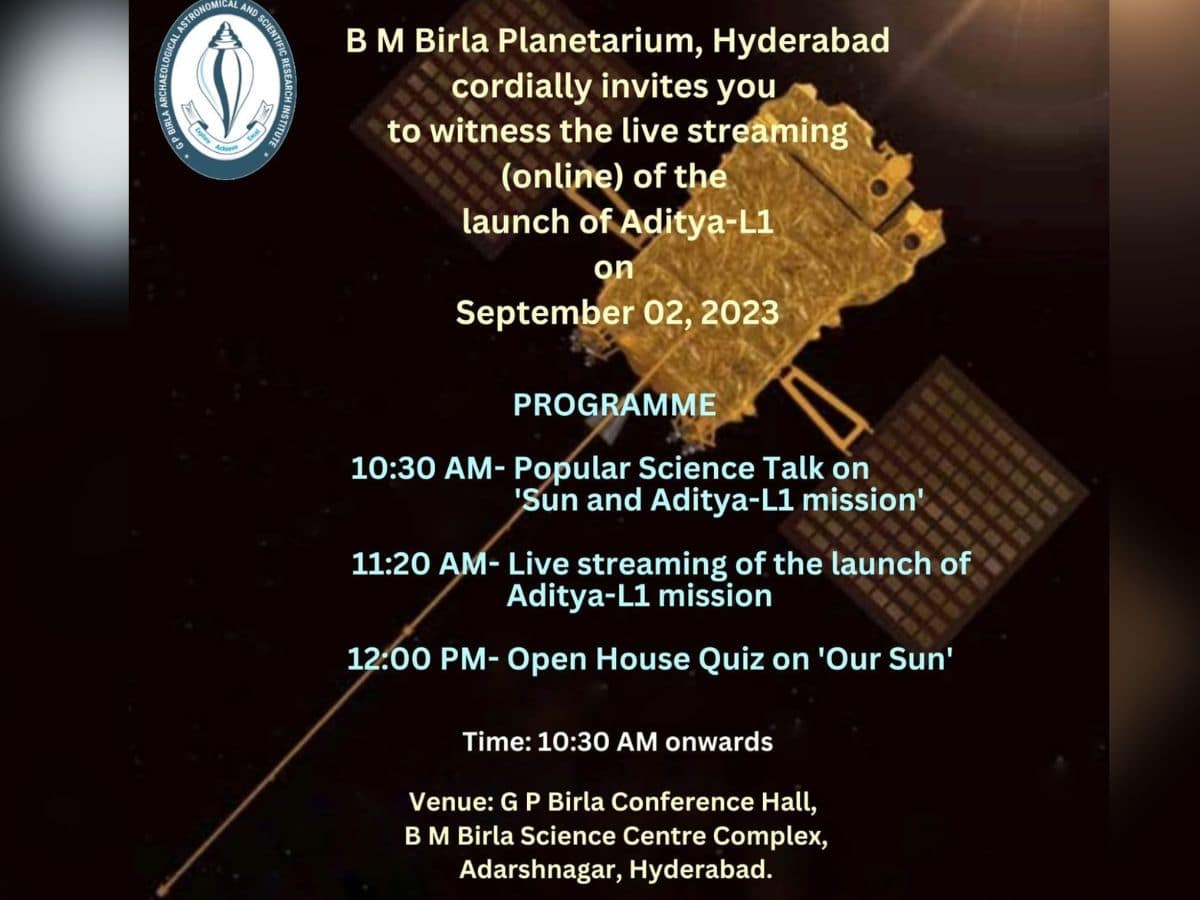 Hyderabad: Science talk on Aditya-L1 at Birla Planetarium on Sep 2
