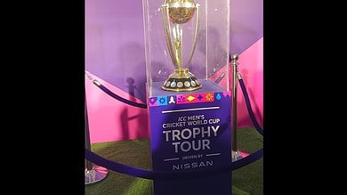 ICC Men's Cricket World Cup trophy in Hyderabad