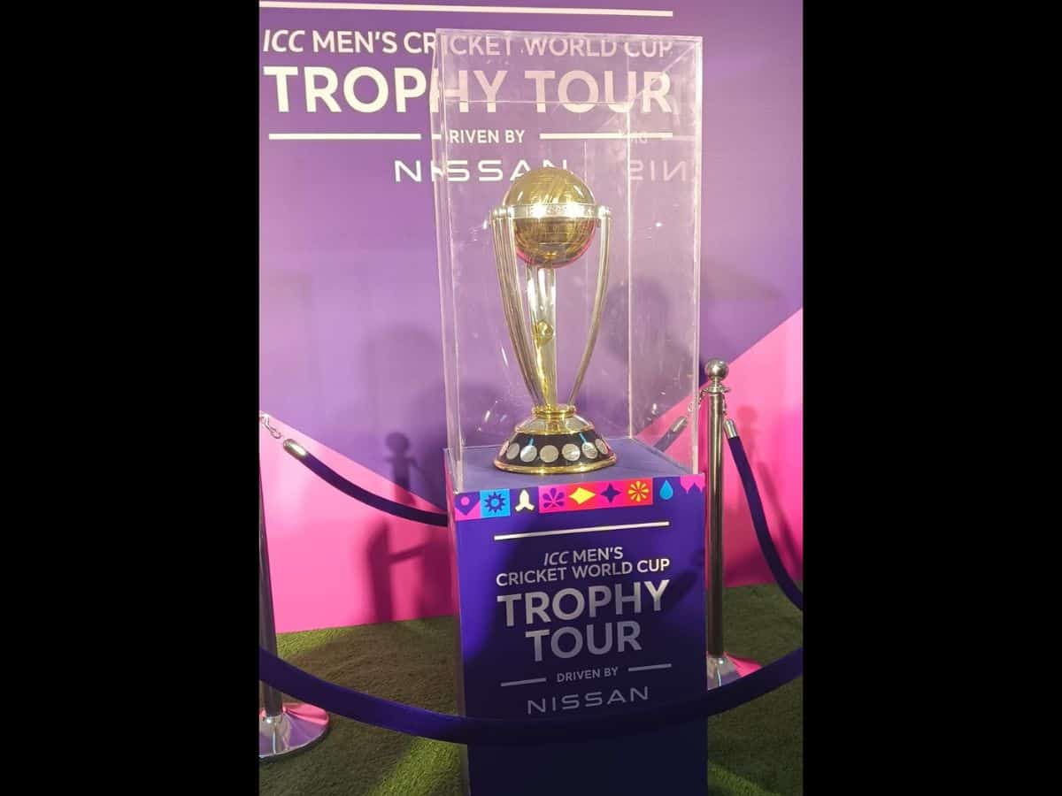 ICC Men's Cricket World Cup trophy in Hyderabad