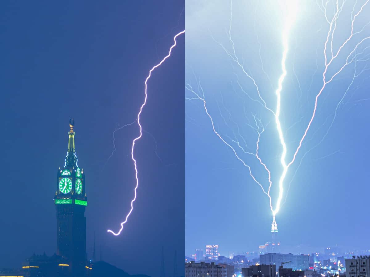 Video: Powerful lightning bolt strikes Makkah's Clock Tower; stuns people online