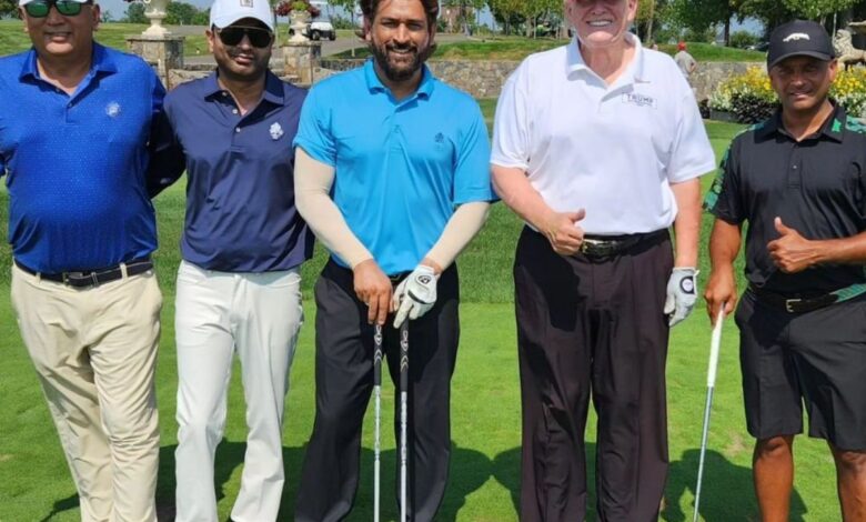 MS Dhoni and former US President Donald Trump in a Golf Game
