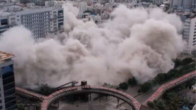 Watch: 2 buildings demolished in Mindspace IT Park in Hyderabad