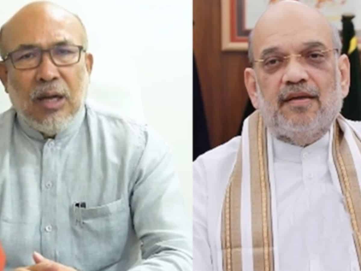 Manipur Chief Minister N. Biren Singh and Union Home Minister Amit Shah