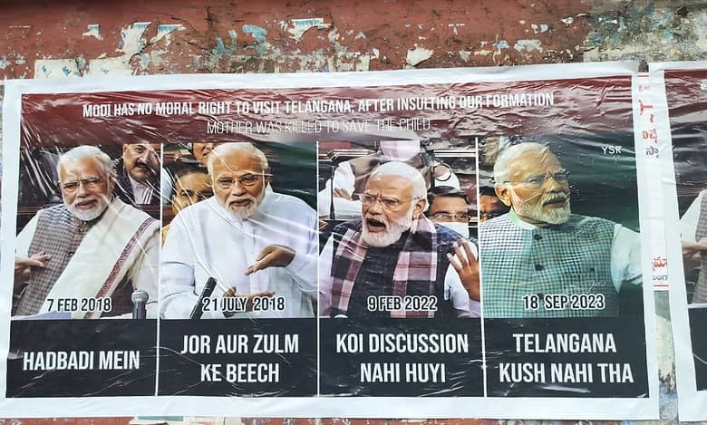 Modi has no moral right to visit Telangana, say BRS posters