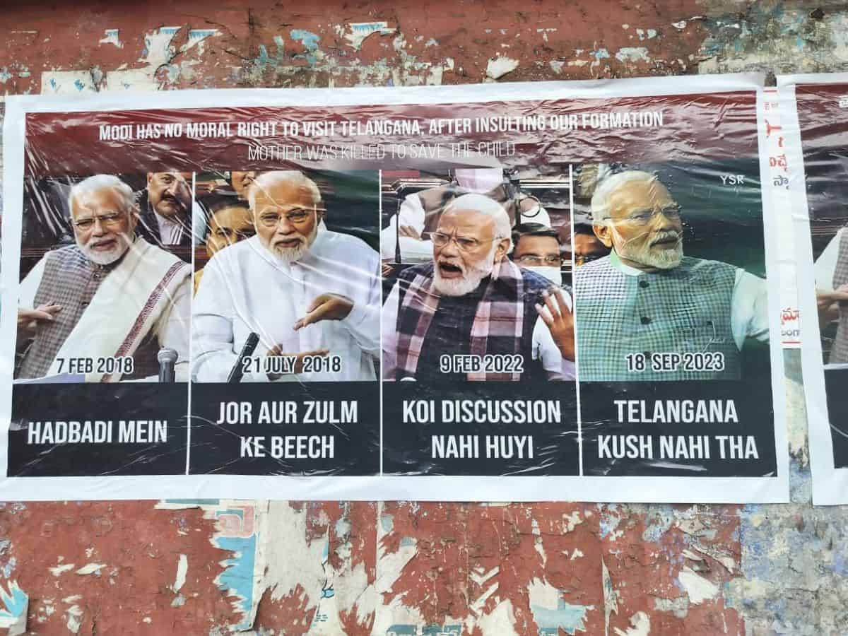 Modi has no moral right to visit Telangana, say BRS posters