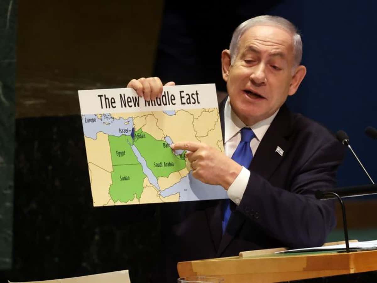 Israeli PM presents map erasing Palestine at UN