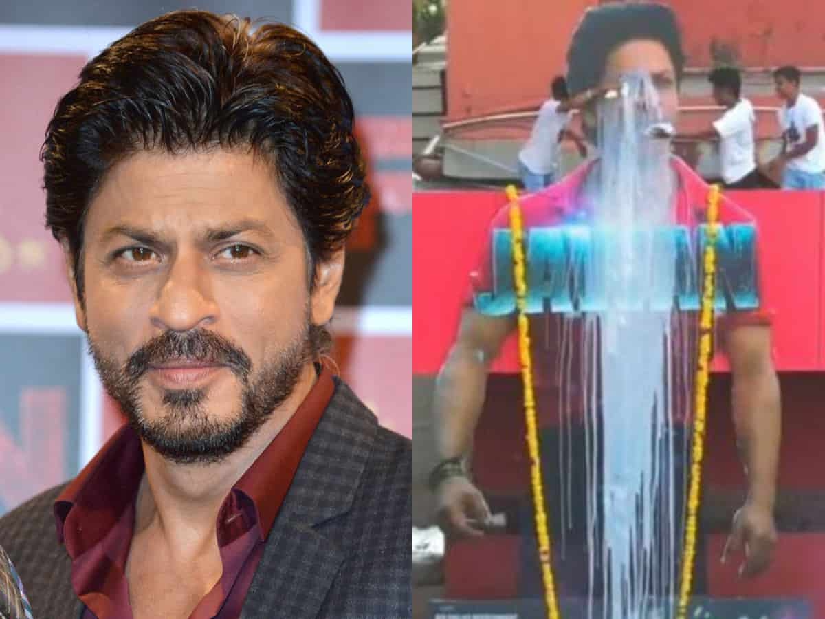 Fans pour milk on SRK's poster, King Khan reacts
