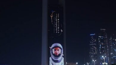 Watch: Abu Dhabi's iconic landmarks light up for UAE astronaut's homecoming