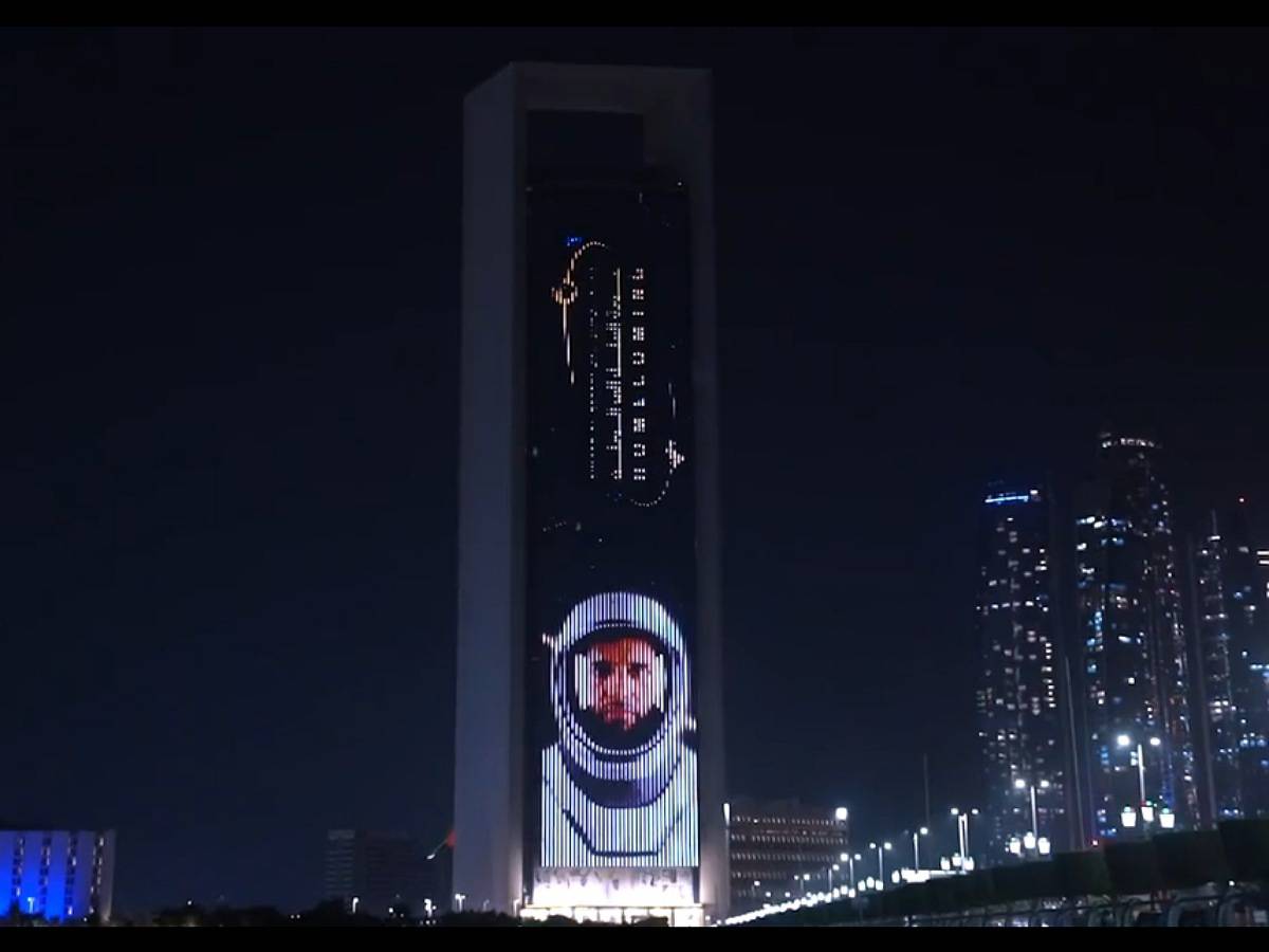 Watch: Abu Dhabi's iconic landmarks light up for UAE astronaut's homecoming