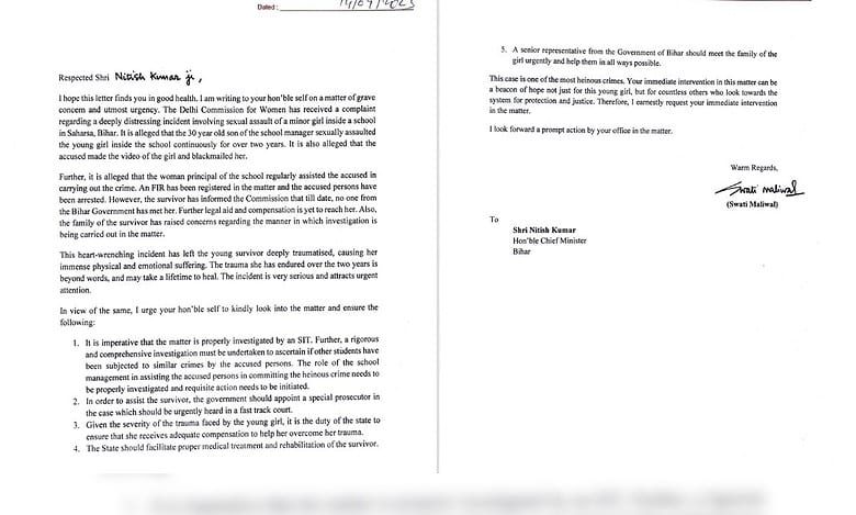 DCW chief writes to Bihar CM over minor’s rape in school