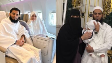 Sana Khan's first Umrah with son Tariq, newborn's face revealed